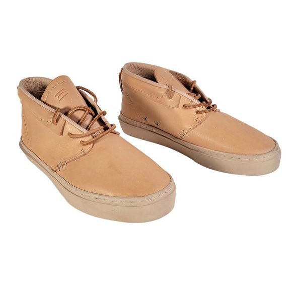 Clear Weather Shoes - Clean Weather Vegan Raw Undyed Tan Leather Unisex Sneaker Women Size 9 1/2